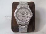 TW Replica Rolex Day Date II Iced Out 904L Steel Case Baguette Diamond Bezel Oyster 41 MM 2836 Watch